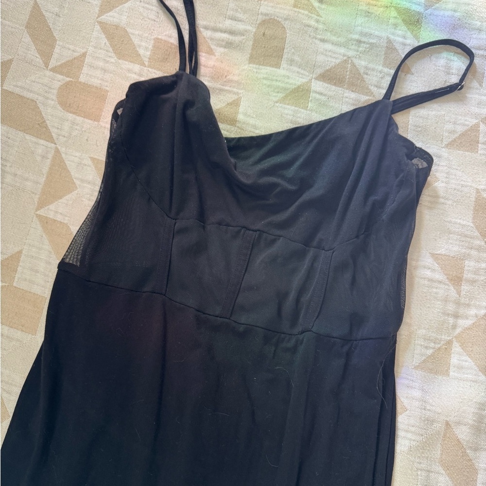 Bodycon Black dress w mesh cutouts